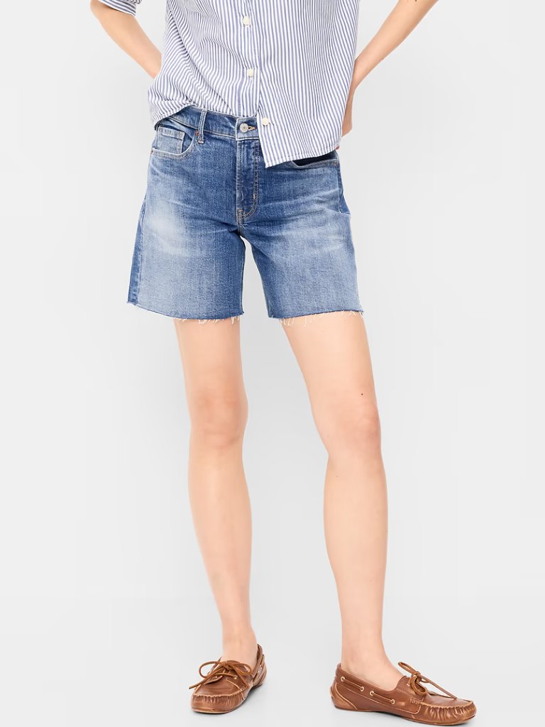 High-Waisted Og Jean Cut-Off Shorts -- 7-Inch Inseam, Old Navy, Size 10